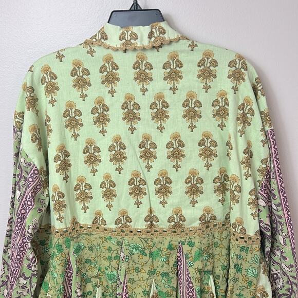 NEW Free People Hazy Baby printed boho swing mini dress tunic top in Sweet Mint - Picture 11 of 15